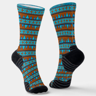 Calcetines Souwest Mountain Peak Geometric Stripe Turquoise