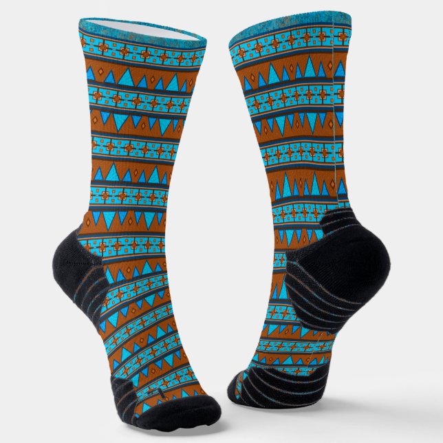 Calcetines Souwest Mountain Peak Geometric Stripe Turquoise (Angular)
