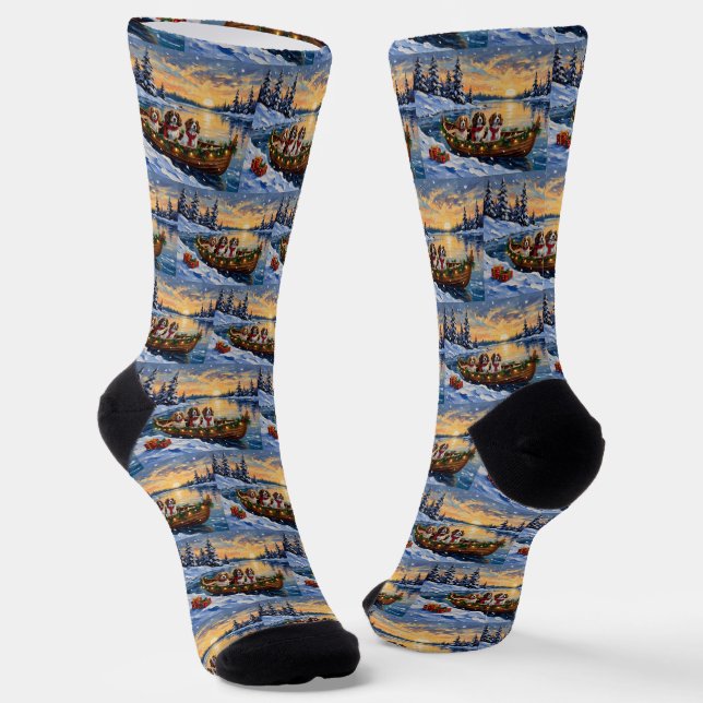Calcetines Spaniel Cavalier King Charles Navidad Barco (Angular)