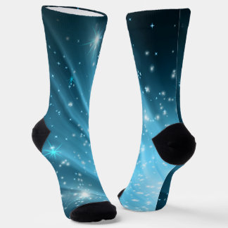 Calcetines Sparkling Starry Night Sky Blue Gradient Crew Sock