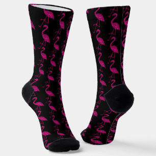 Calcetines Sparkly flamingo Patrón purpurina rosa negro