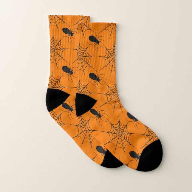 Calcetines Spiderweb de Halloween y patrón de araña (Par)