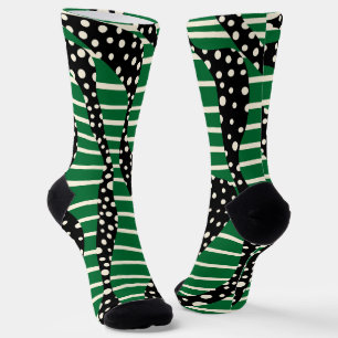 Calcetines Spots and Stripes 2 - Verde, crema y negro