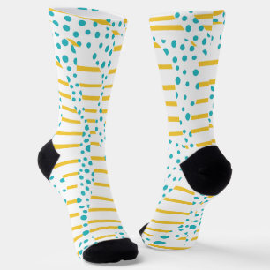 Calcetines Spots & Stripes 2 en turquesa, amarillo y blanco