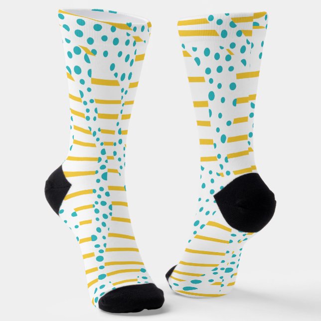 Calcetines Spots & Stripes 2 en turquesa, amarillo y blanco (Angular)