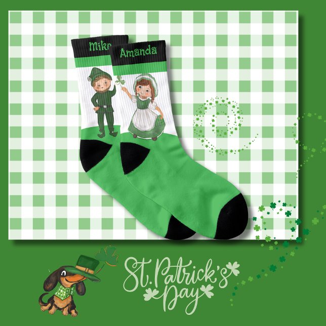 Calcetines St. Patrick's Day Couple Green White Black (St. Patrick's Day Couple Gree White Black Socks)