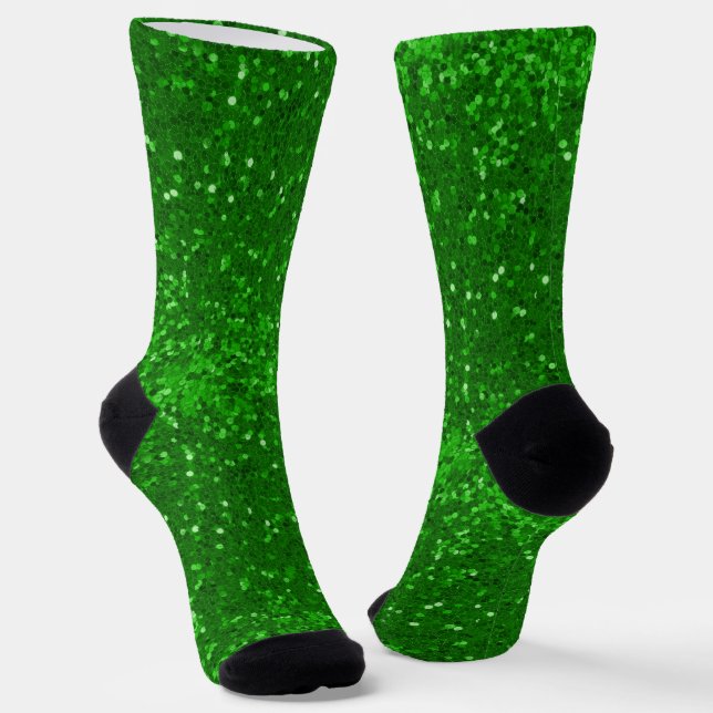 Calcetines St. Patrick's green sparkling glitter pattern (Angular)