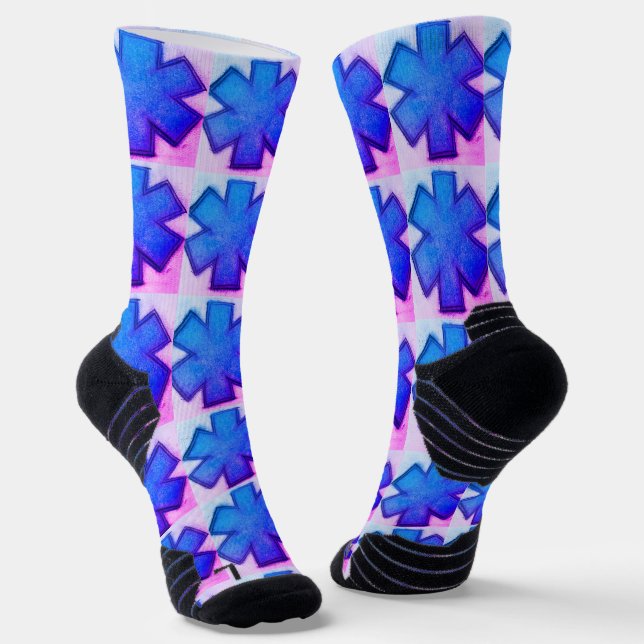 Calcetines "Star of Life" azul rosa y blanco (Angular)