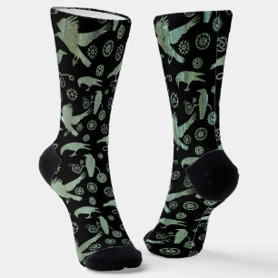 Calcetines Steampunk Verdigris Bronze Crows and Gears Socks