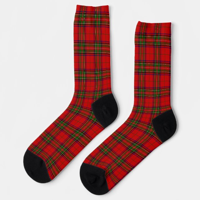 Calcetines Stewart / Stuart tartan rojo platillo verde (Izquierda)