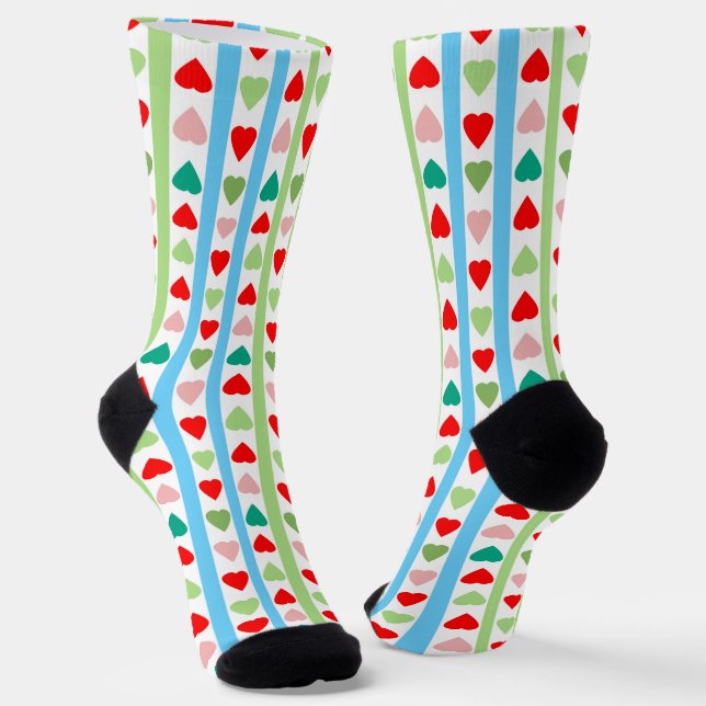 Calcetines Striped pattern with hearts for Valentine's day  (Angular)