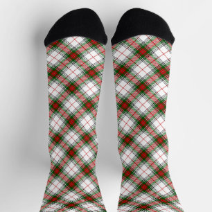 Calcetines Stuart / Stewart tartan blanco rojo platillo verde