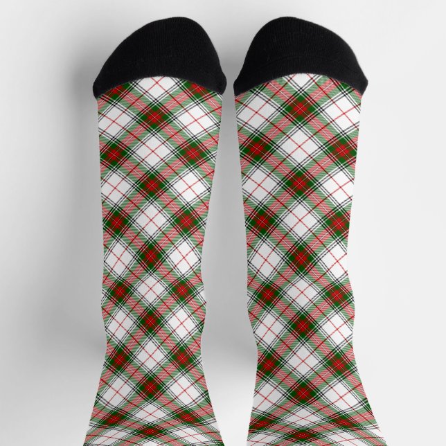 Calcetines Stuart / Stewart tartan blanco rojo platillo verde (Arriba)