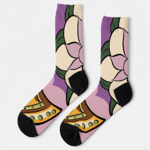 Calcetines Stylized Axe and Flower Design