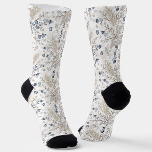 Calcetines Suave Patrón Floral Botánico Boho Neutral de Prima