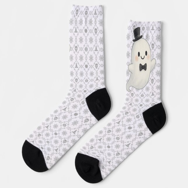 Calcetines Suave personalizado fantasma Halloween (Izquierda)
