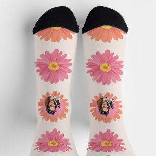 Calcetines Subir foto de mascota personalizada regalo floral 