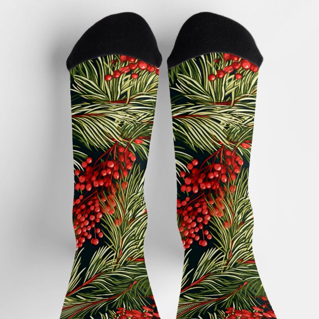 Calcetines Sucursales de navidad y Berries (Arriba)