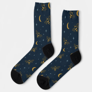 Calcetines Sueño de Abeja Celestial – Patrón Místico de Luna