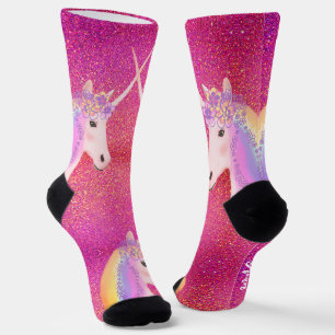 Calcetines Sueño de Purpurina rosa de Unicornio arcoiris