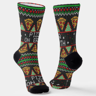 Calcetines Suéter de Navidades feos de Pizza