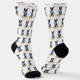 Calcetines Summer Beach Boston Terrier (negro) - Perro lindo