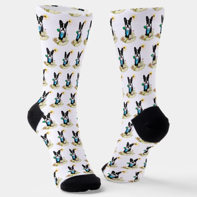 Calcetines Summer Beach Boston Terrier (negro) - Perro lindo (Angular)