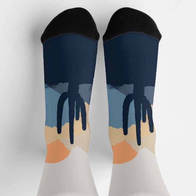 Calcetines Sunrise azul y beige desértico (Arriba)
