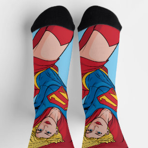 Calcetines Supergirl Volando hacia arriba Ilustracion