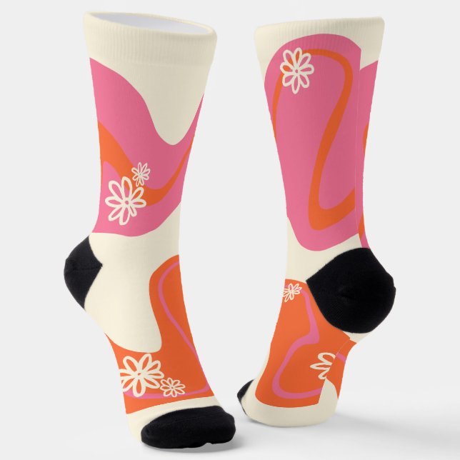 Calcetines Surco de margarita - rosa, Naranja y crema (Angular)