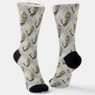 Calcetines Susurro de elegancia: Rosas de encaje y votos eter