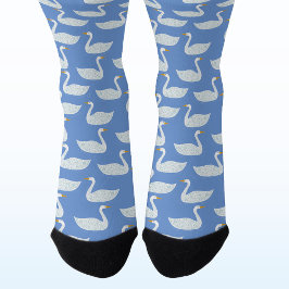 Calcetines Swan Bird Pattern Blue