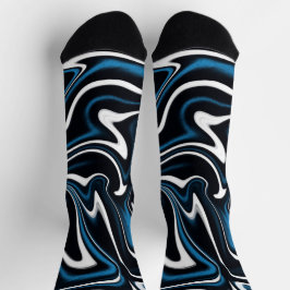Calcetines Swirls azul, negro y blanco