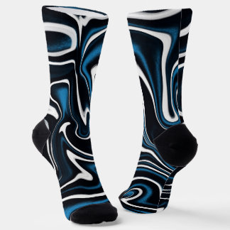 Calcetines Swirls azul, negro y blanco