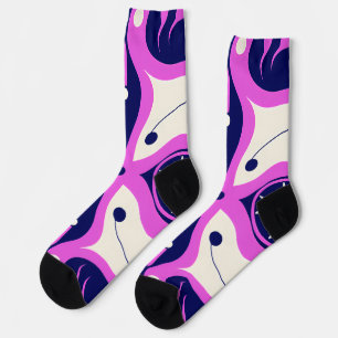 Calcetines Symmetrical Abstract Pattern in Purple and White