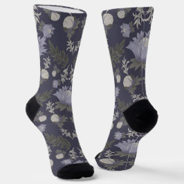 Calcetines Symmetrical dark purple floral pattern