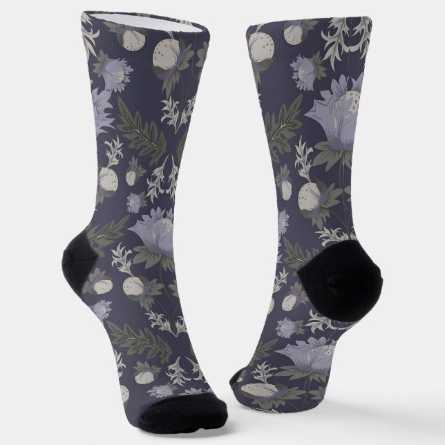 Calcetines Symmetrical dark purple floral pattern (Angular)