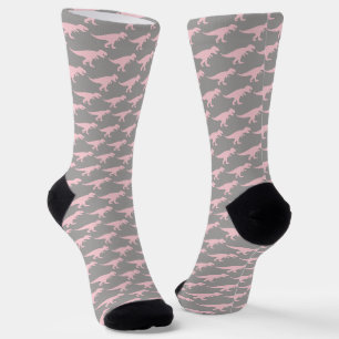 Calcetines T-Rex Tiranosaurio Reina Dinosaurio Rosa Gris Dive