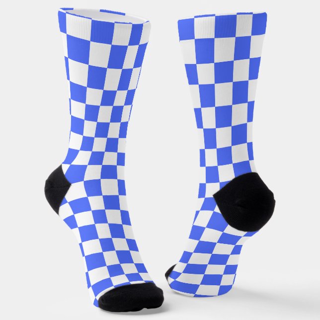 Calcetines Tablero de ajedrez clásico visual de zafiro (Angular)