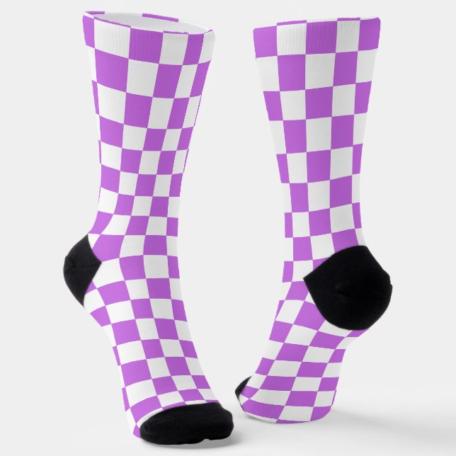 Calcetines Tablero de ajedrez magenta visual clásico  (Angular)