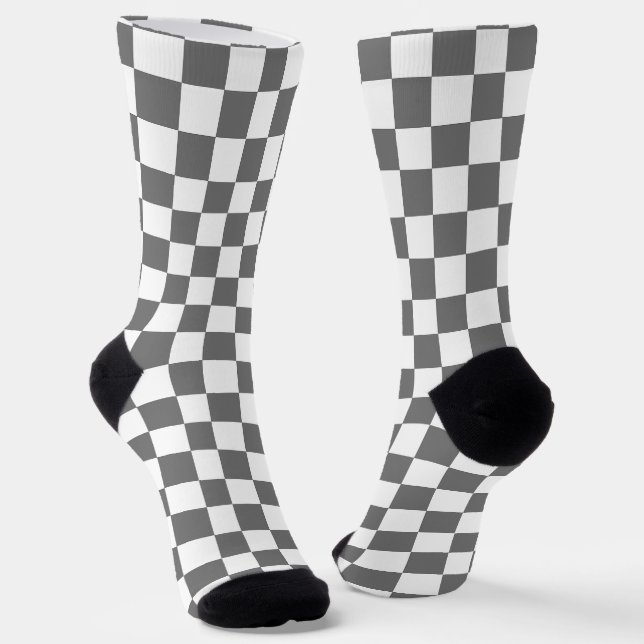 Calcetines Tablero de ajedrez negro clásico (Angular)