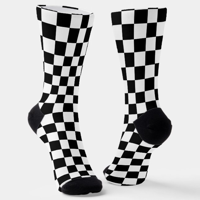 Calcetines Tablero de ajedrez negro clásico (Angular)