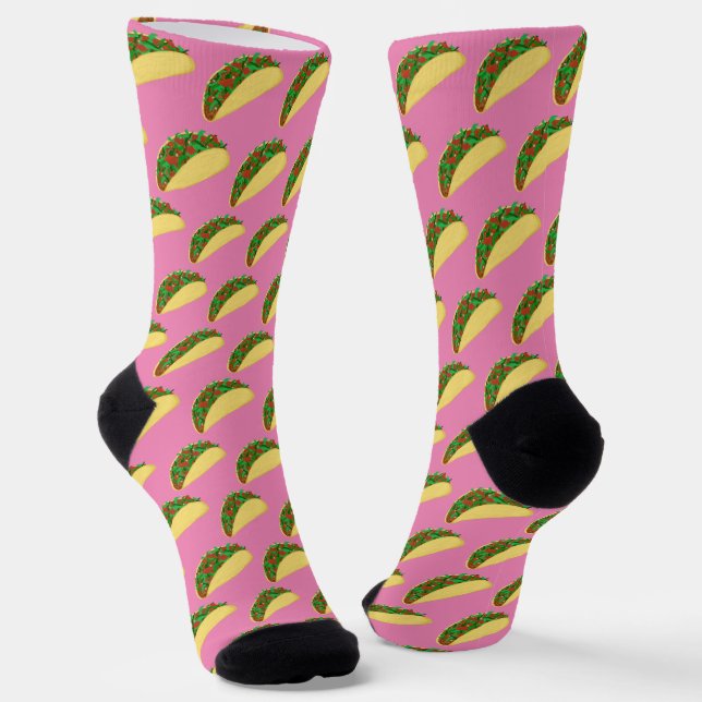 Calcetines Taco Martes Fun Food Pattern Pink (Angular)