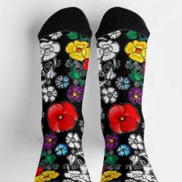 Calcetines Tapis de fleurs au coquelicot