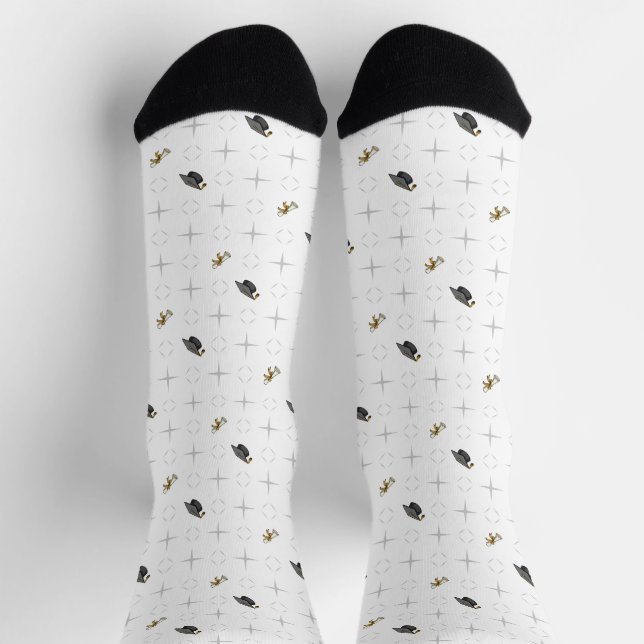 Calcetines Tapones de graduación de gris claro y patrón de di (Arriba)