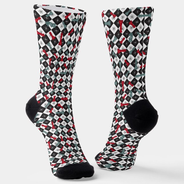 Calcetines Tarjeta de ajedrez Retro (Angular)