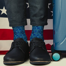 Calcetines Tarjeta de circuitos impresos azul de la Marina mo