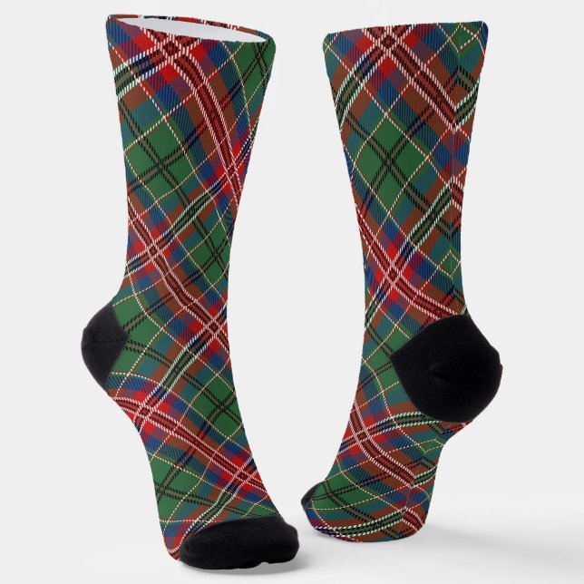 Calcetines Tartan Escocés Rojo Cuadros Rústico Tradicional (Angular)