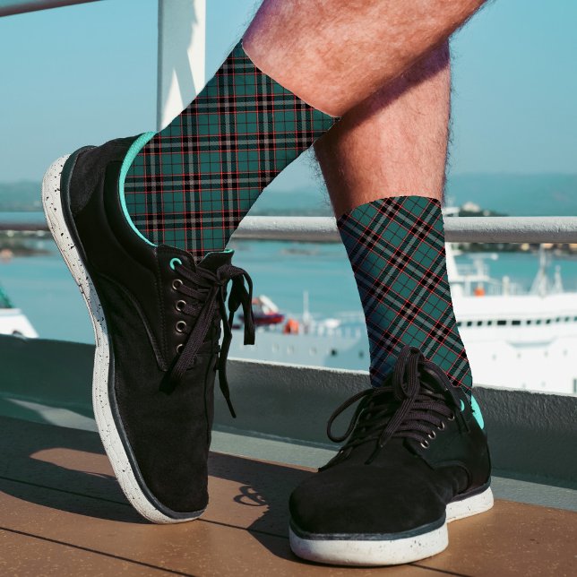 Calcetines Tartán moderno estilo audaz estilo traza verde azu (Subido por el creador)