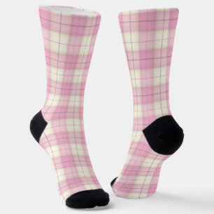 Calcetines Tartán rosa y blanco, diversión